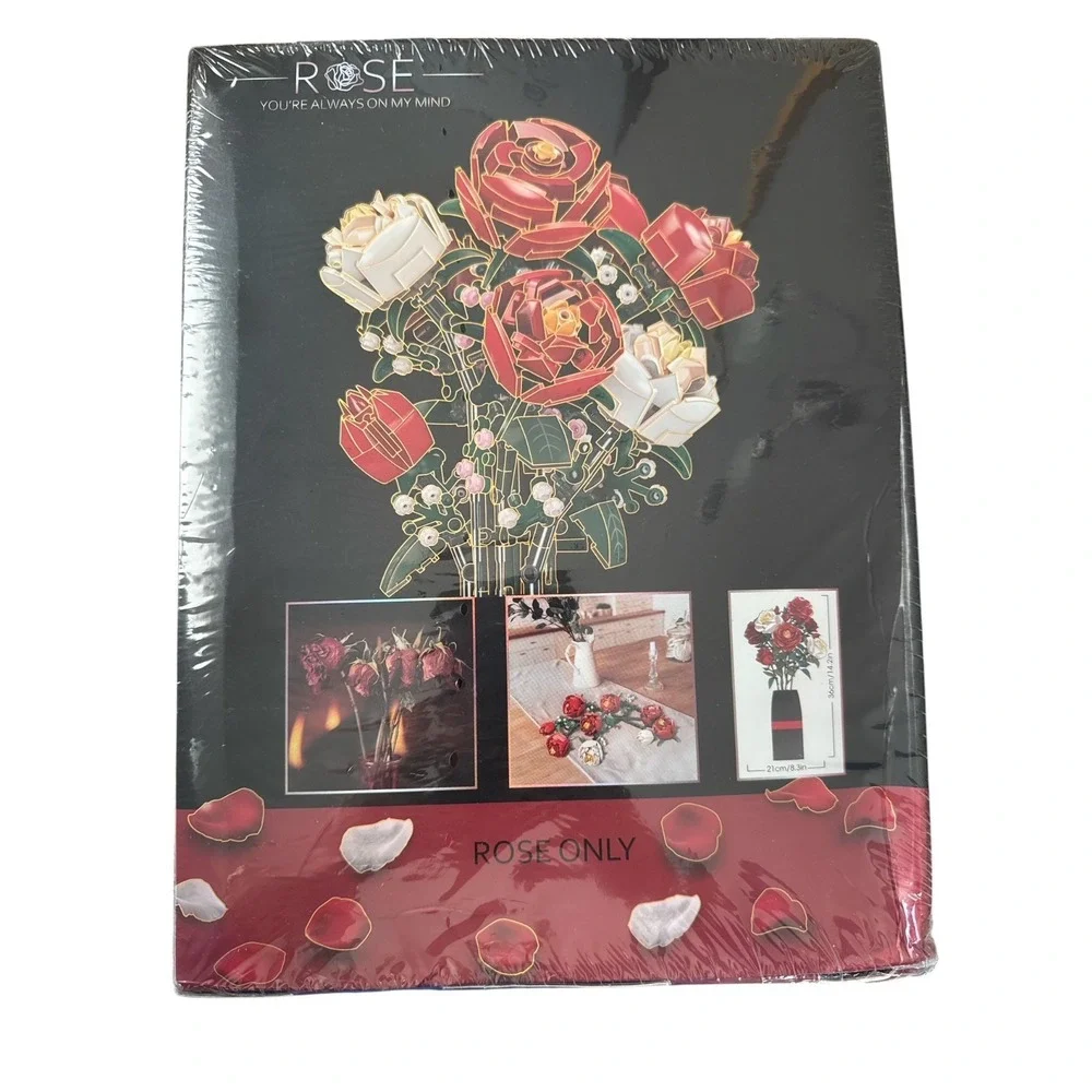 DIY Rose Bouquet Unique Building Block Kit 3D Floral Model Home Decor Gift‎ Set